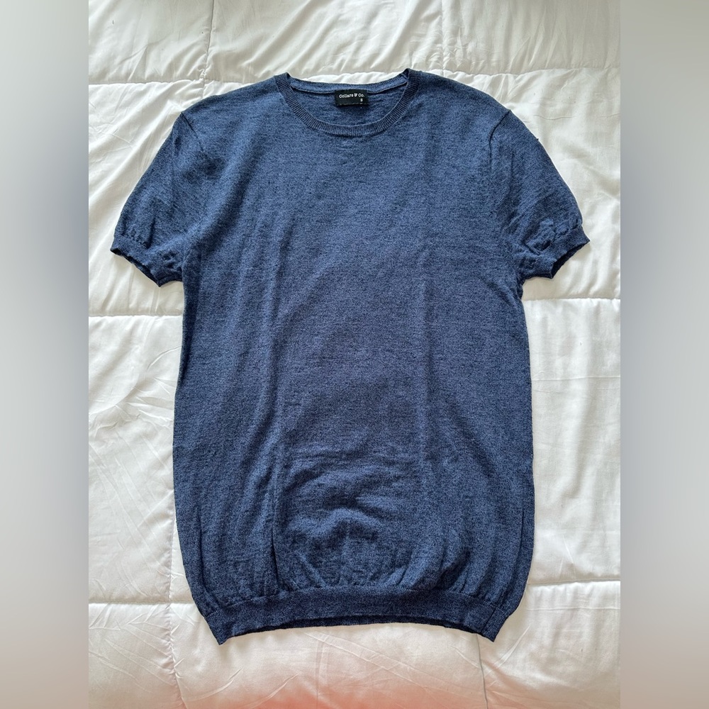 Collars & Co Luxe Linen Dress T-Shirt Blue size Small S